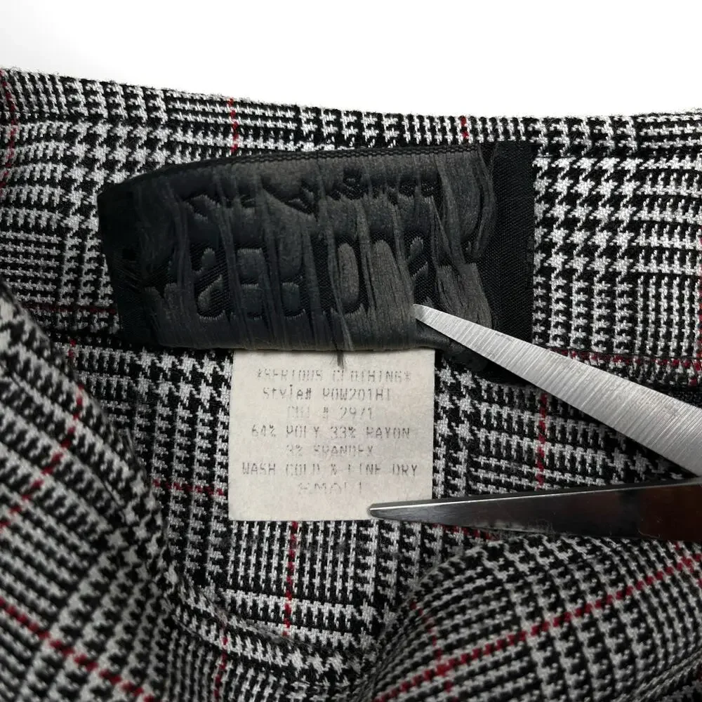 Y2K Serious Los Angeles Plaid Houndstooth Mini Skirt Small Vintage LA Clothing